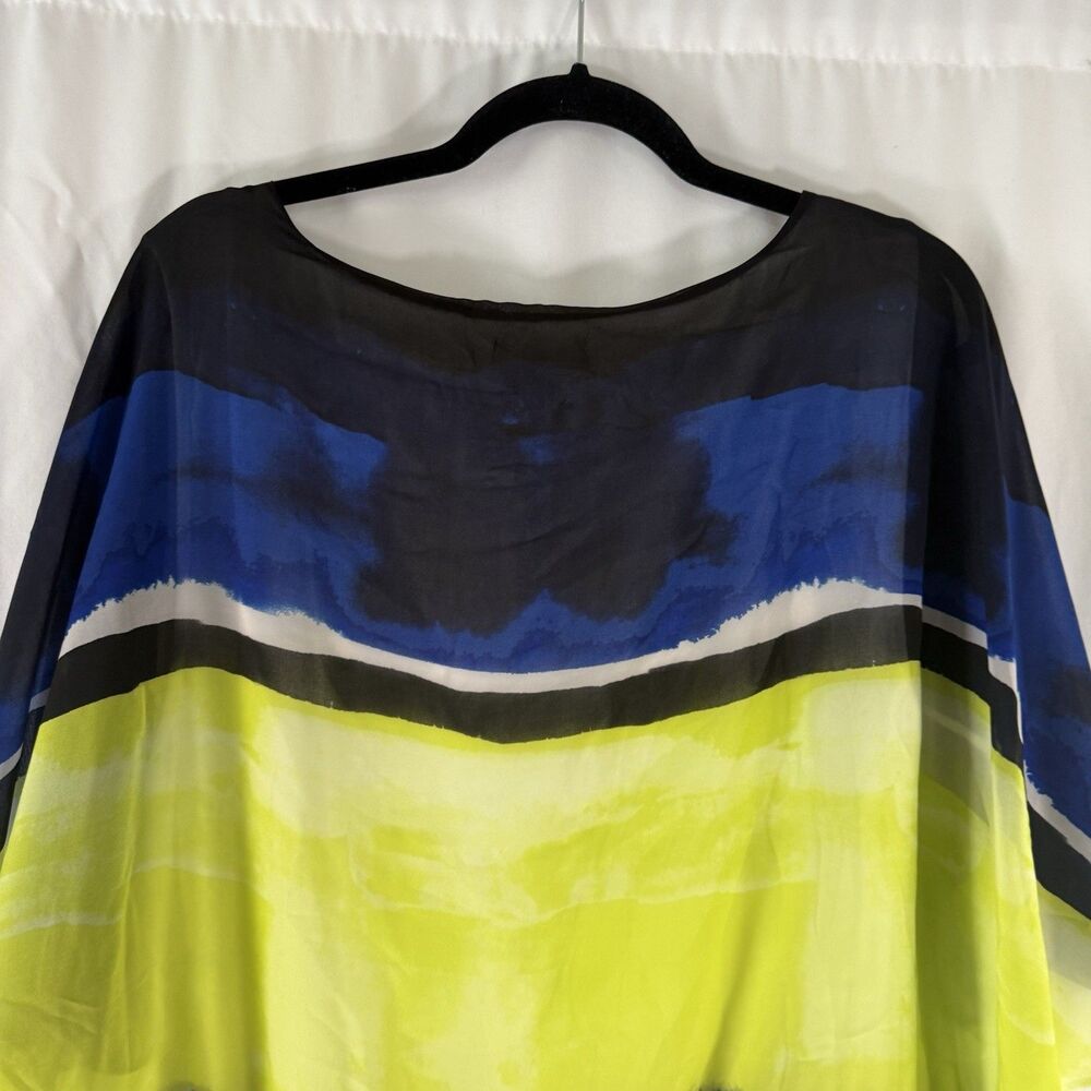New Alfani Blouse Women's 2X Sheer Sleeve Elastic Bottom Round Neck Short Sleeve - Picture 9 of 10